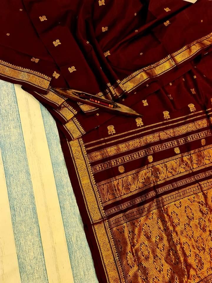 PUNARBARA - Revival Berhampuri Silk Saree (Maroon)