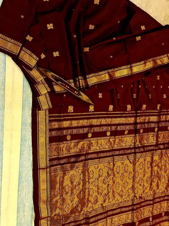 PUNARBARA - Revival Berhampuri Silk Saree (Maroon)