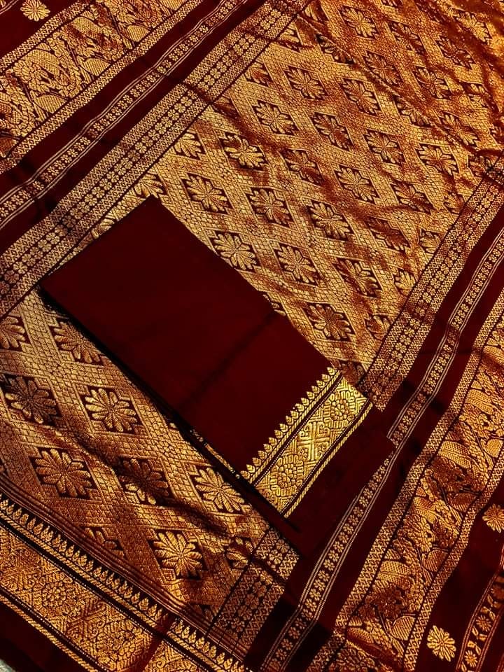 PUNARBARA - Revival Berhampuri Silk Saree (Maroon)