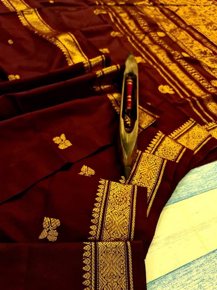 PUNARBARA - Revival Berhampuri Silk Saree (Maroon)