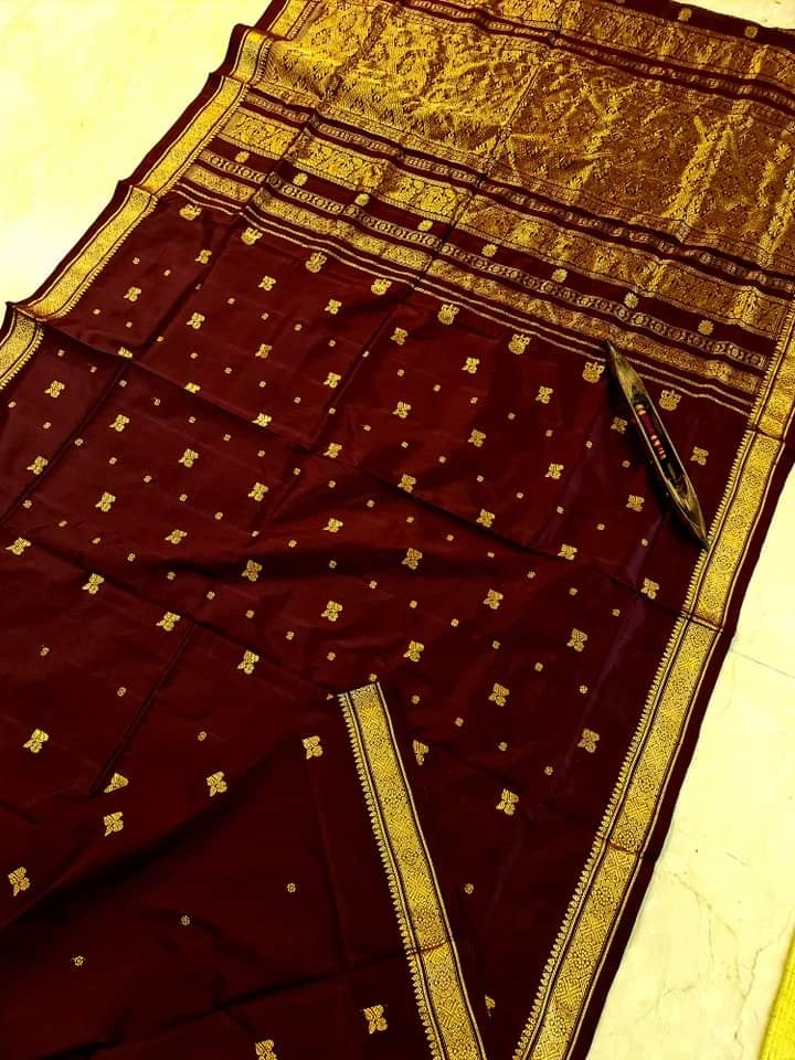 PUNARBARA - Revival Berhampuri Silk Saree (Maroon)