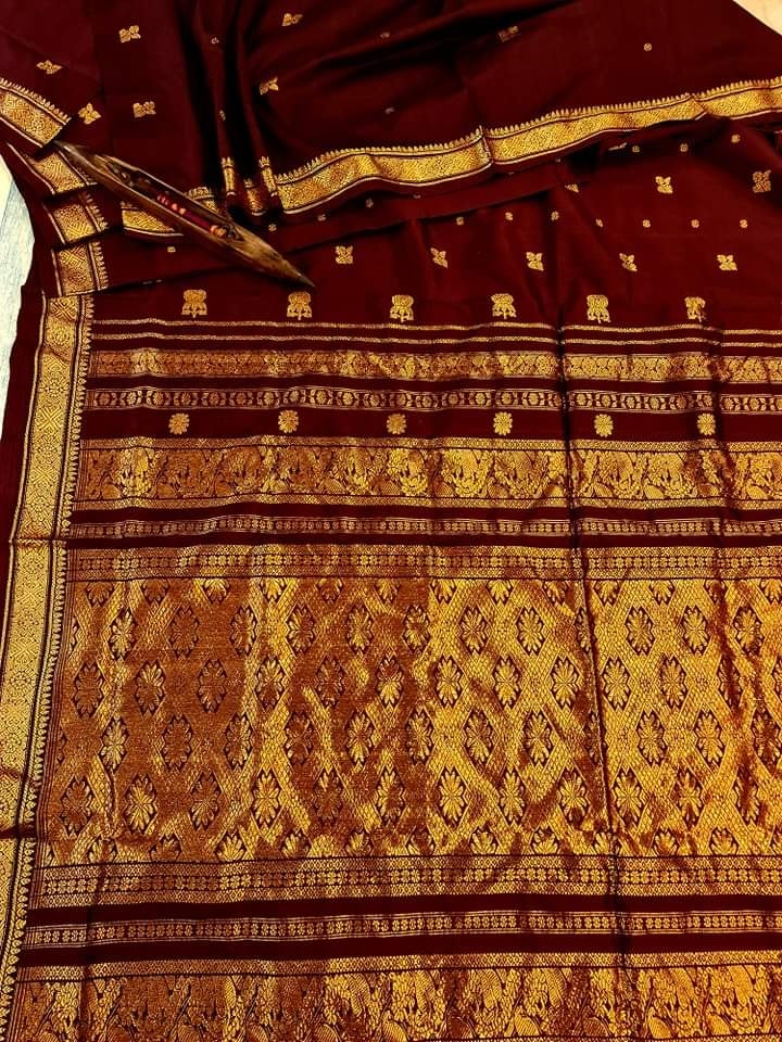 PUNARBARA - Revival Berhampuri Silk Saree (Maroon)