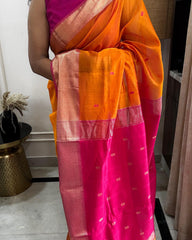 MAANYA: Maheshwari Saree (Orange-Pink)