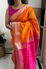 MAANYA: Maheshwari Saree (Orange-Pink)