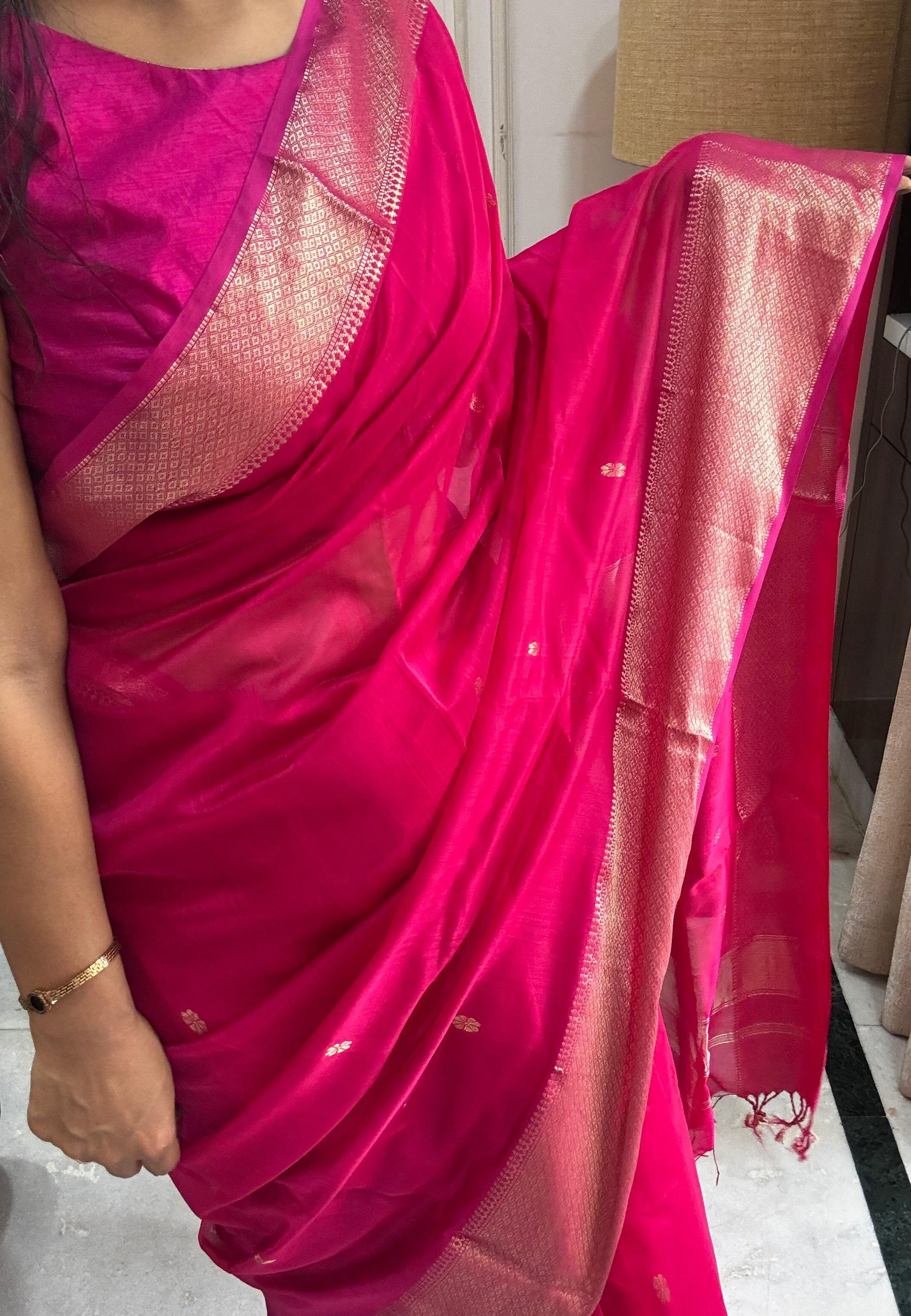 MANNAT: Maheshwari Saree (Magenta)