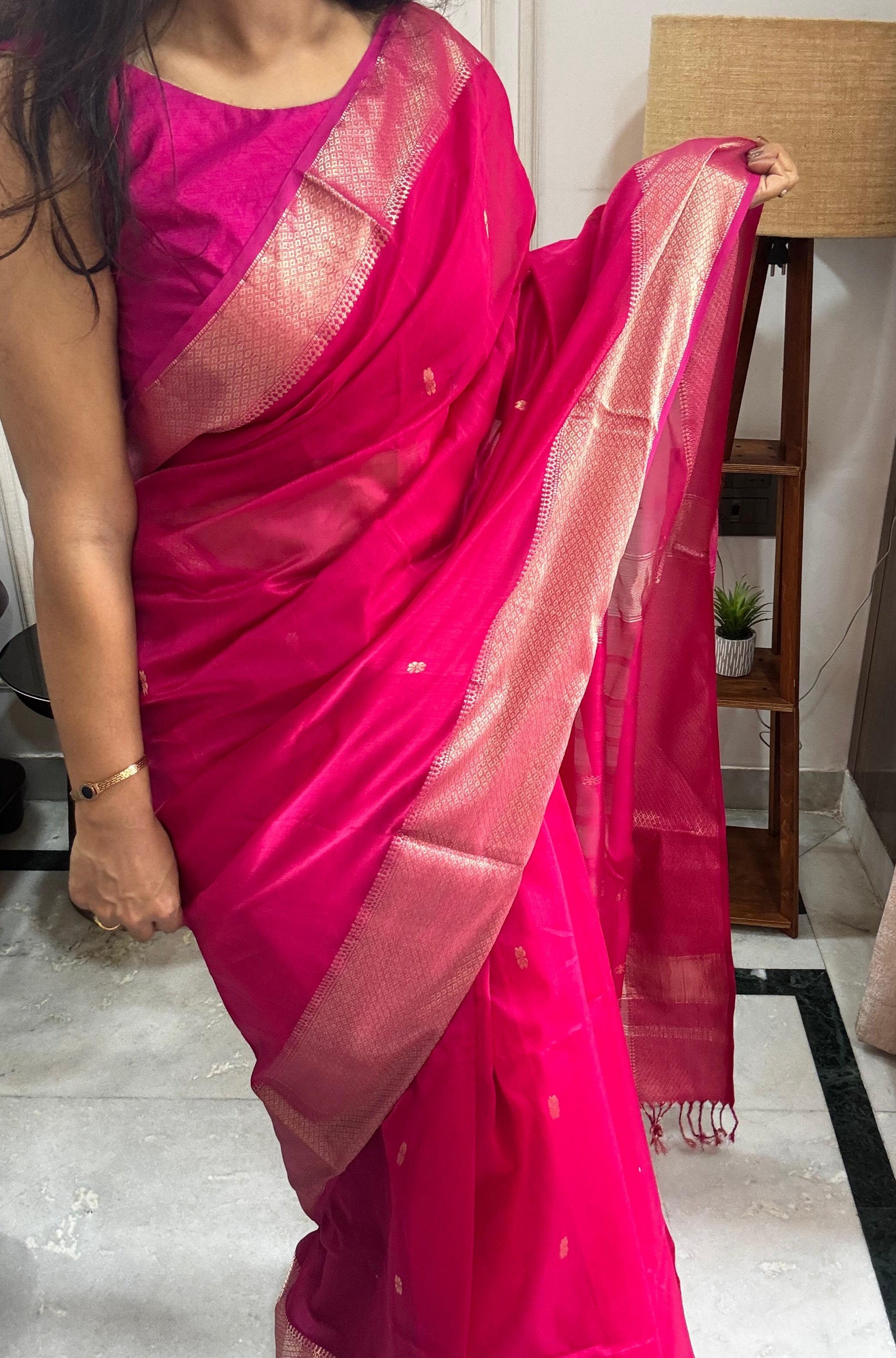 MANNAT: Maheshwari Saree (Magenta)