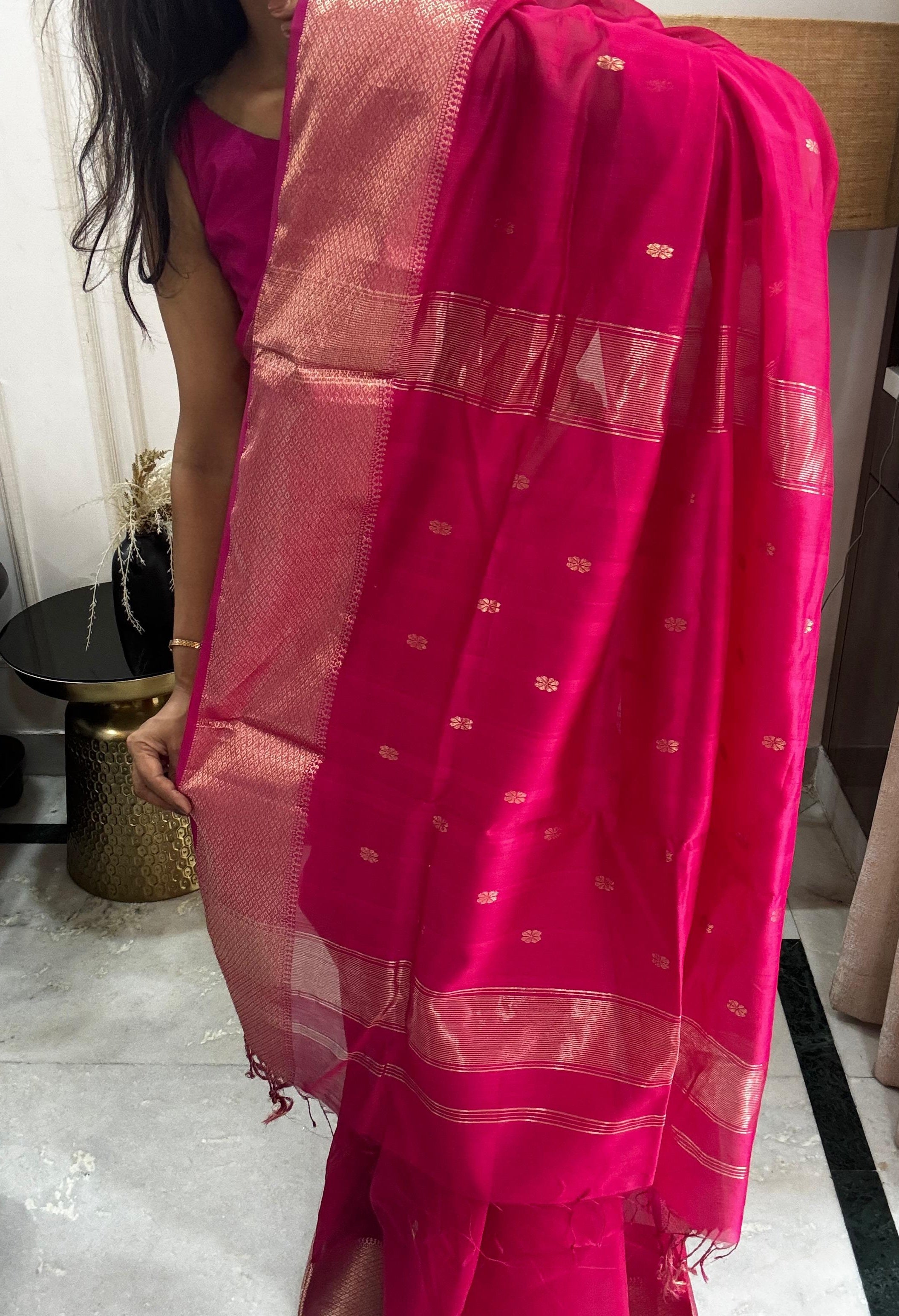 MANNAT: Maheshwari Saree (Magenta)
