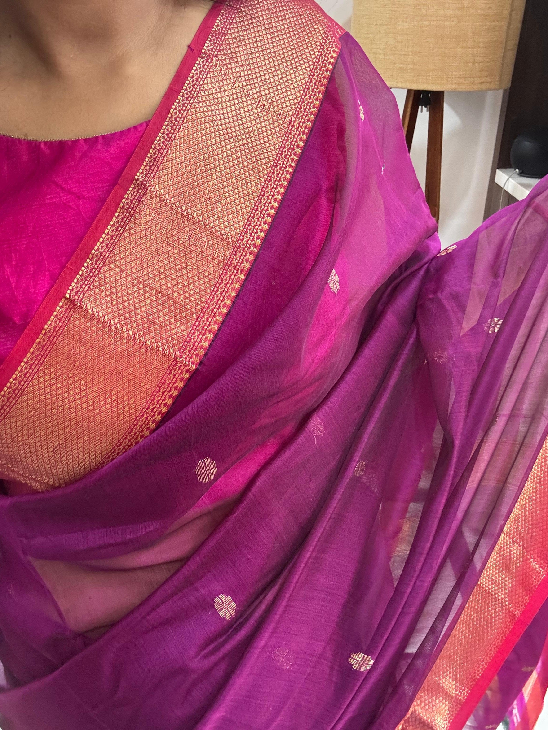 MEENAL: Maheshwari Saree (Purple)