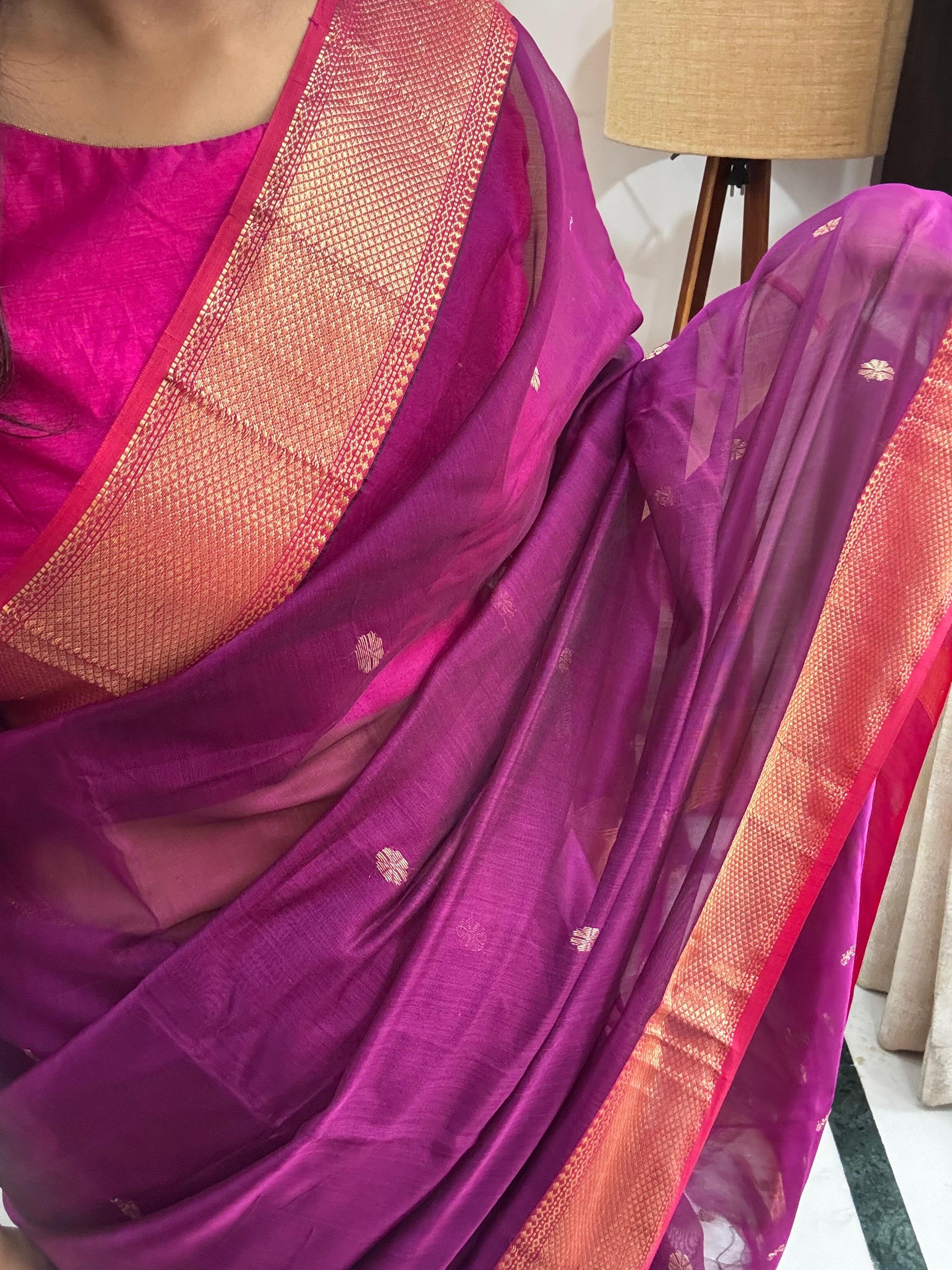 MEENAL: Maheshwari Saree (Purple)