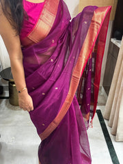 MEENAL: Maheshwari Saree (Purple)