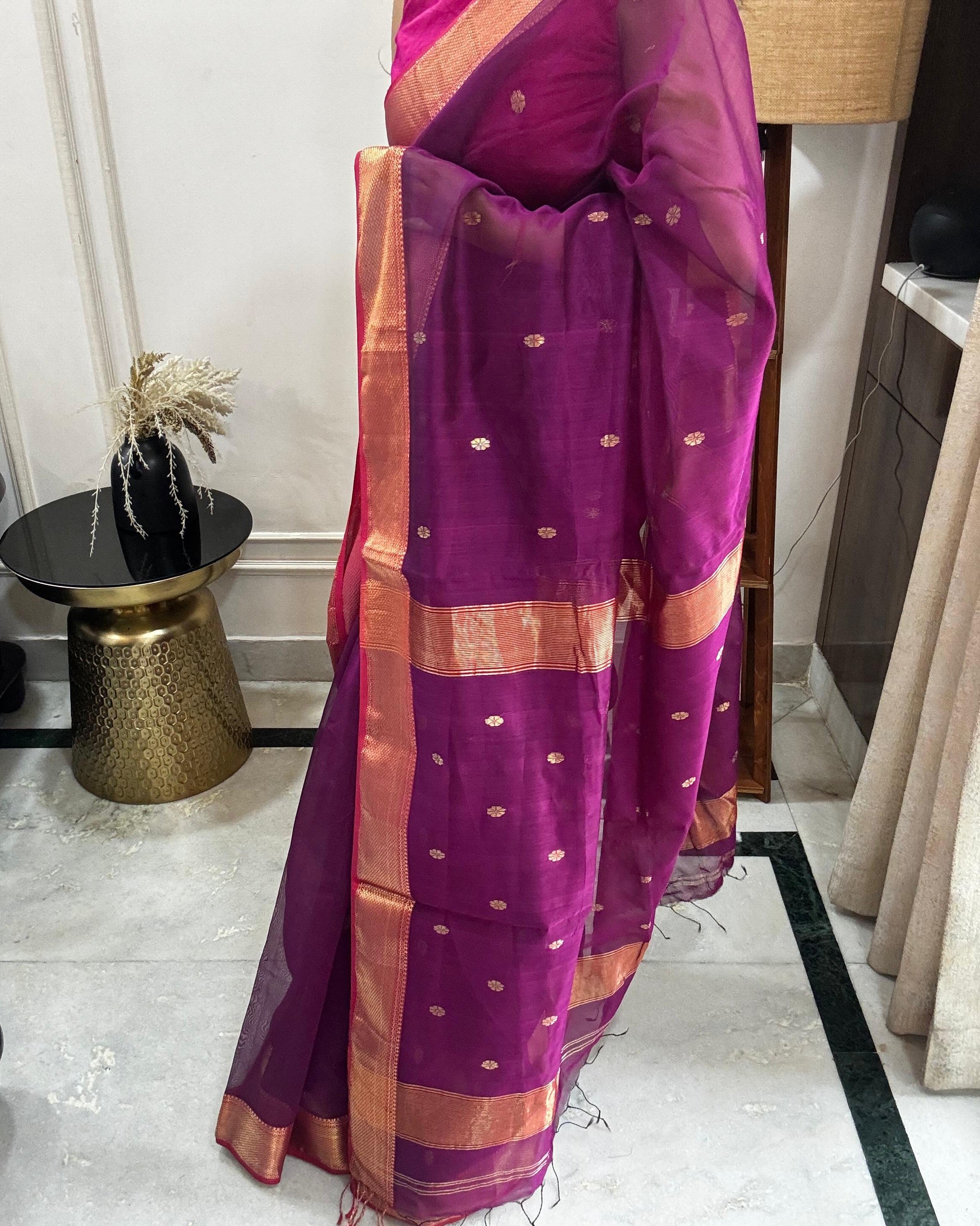 MEENAL: Maheshwari Saree (Purple)