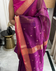 MEENAL: Maheshwari Saree (Purple)