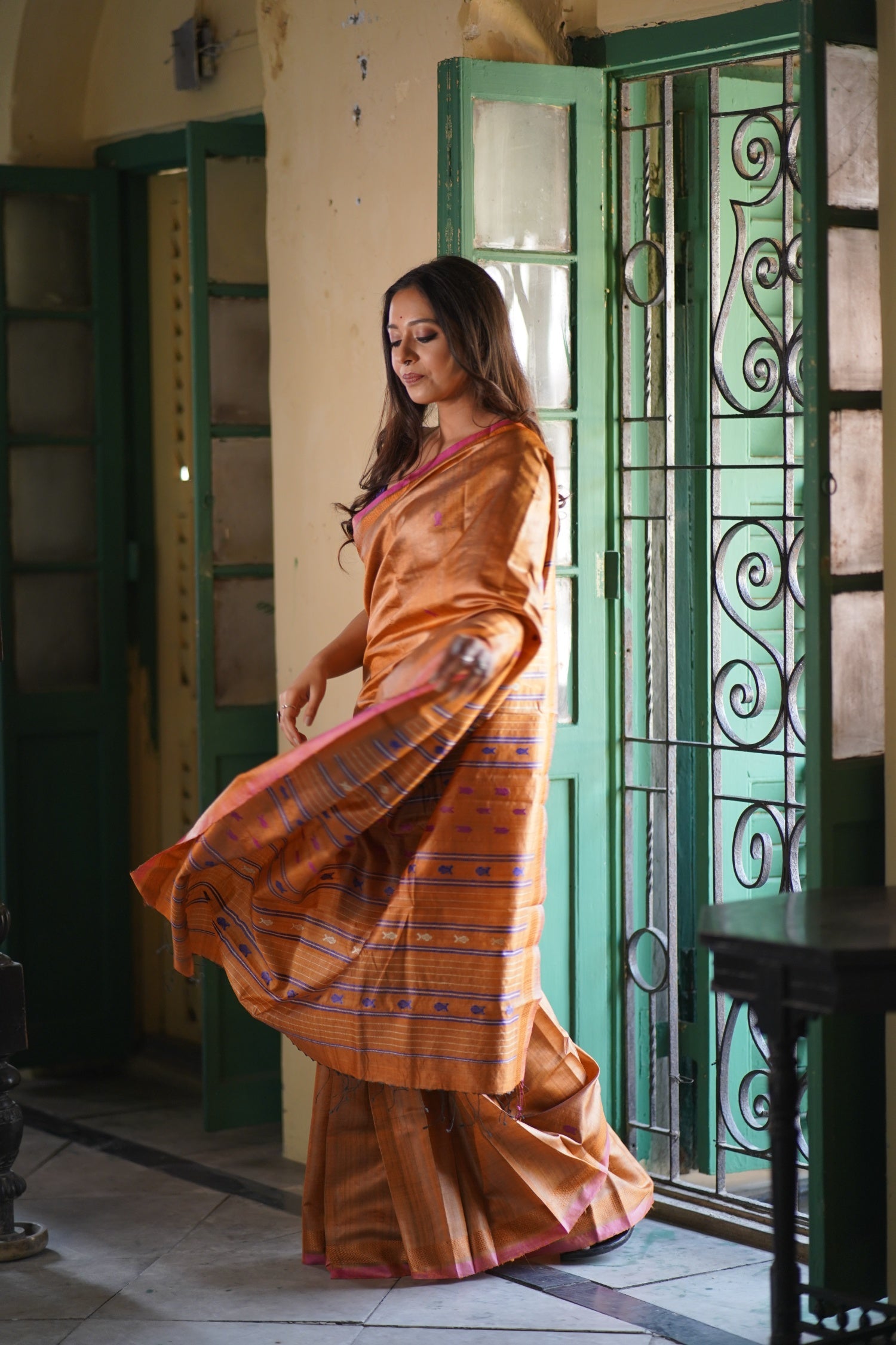 MATSYA - Fish motif Handwoven Tussar Saree