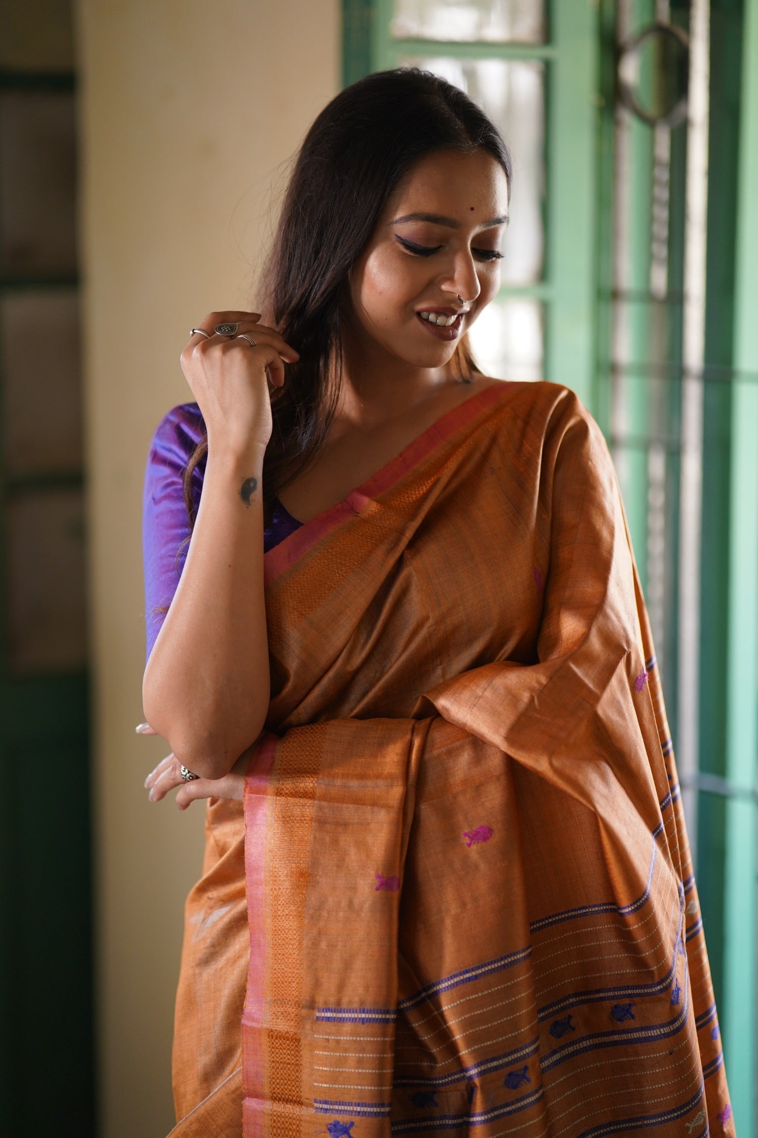MATSYA - Fish motif Handwoven Tussar Saree