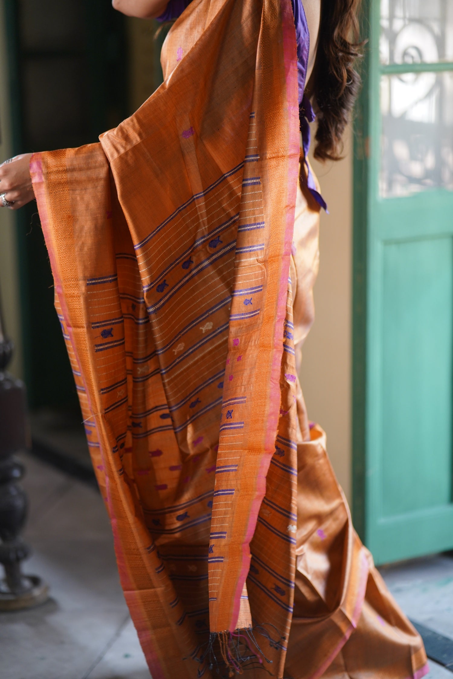 MATSYA - Fish motif Handwoven Tussar Saree