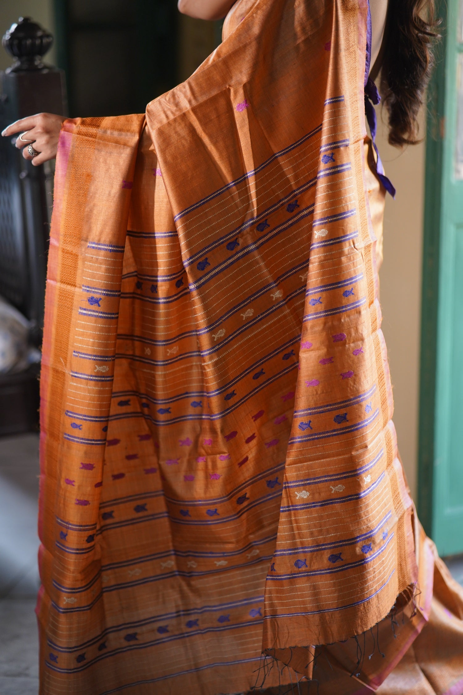 MATSYA - Fish motif Handwoven Tussar Saree