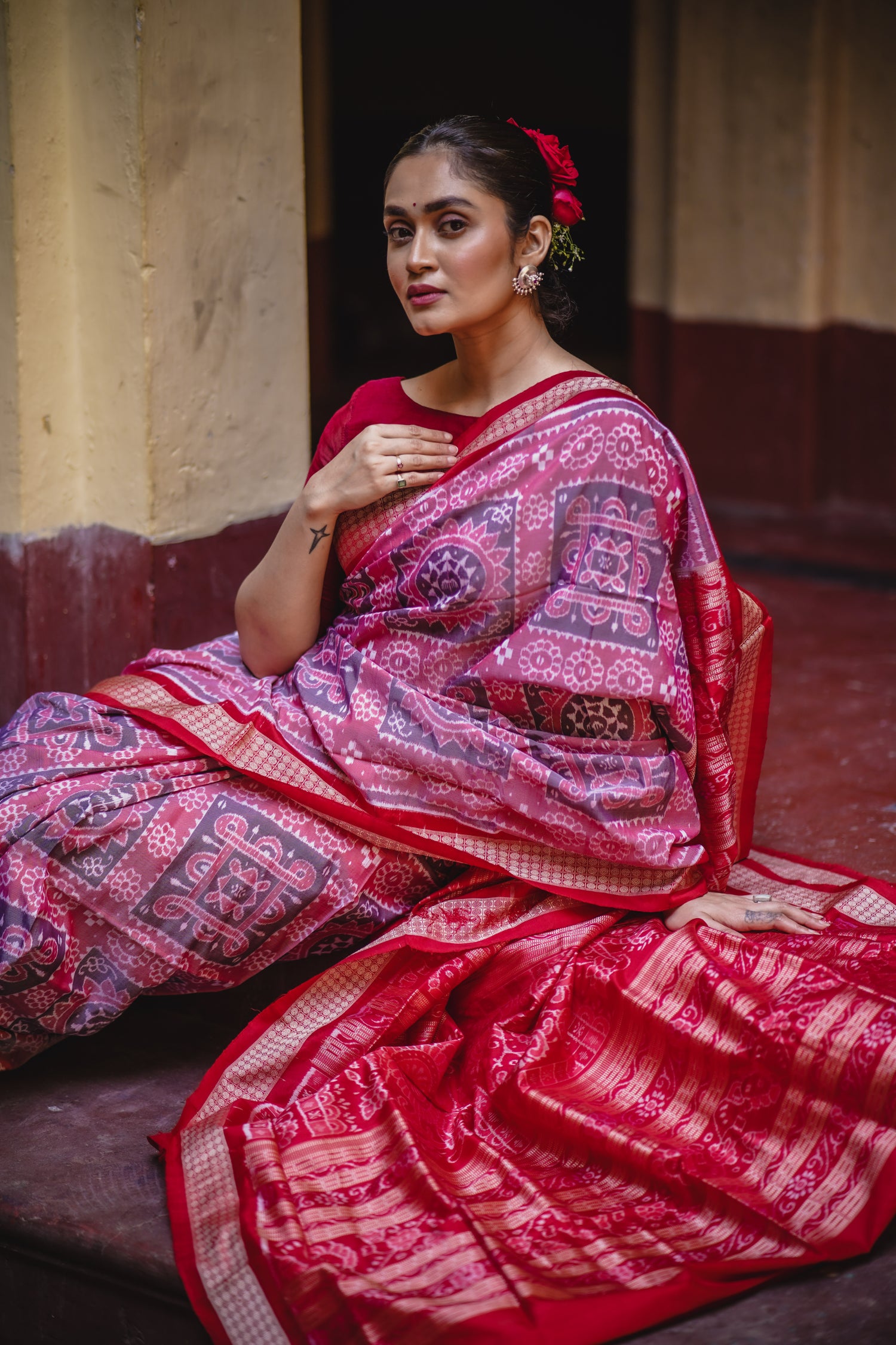 YANTRA PHULA: Handwoven Exclusive Sambalpuri Silk Saree