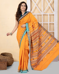GANJAM BOMKAI Cotton Saree - Mango Yellow